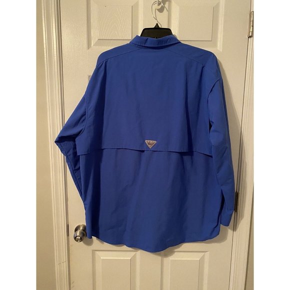 Columbia PFG Shirt 2XL XXL Men's Button Up Vented Fishing Shirt Long Sleeve Blue - Picture 2 of 5